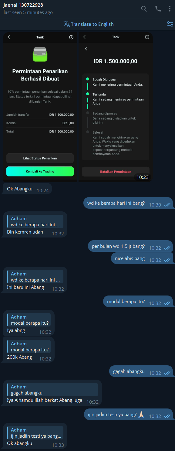 Modal 200 WD rutin 1.5 juta per bulan